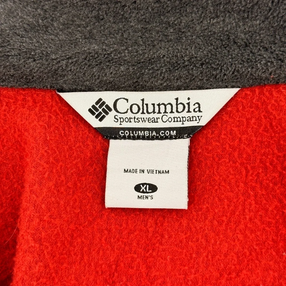 Columbia Jacket Men XL Fleece Jacket Full Zip Double Pocket Soft Rust and Gray